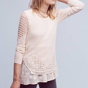 Anthropologie Layered Fiona Pullover Top Cream NEW